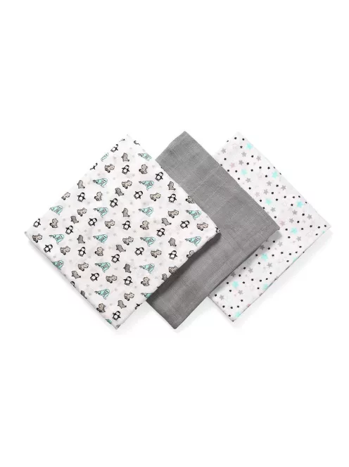 BabyOno bambusz textilpelenka színes 3db - szürke 397/02