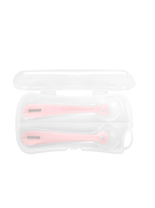 Kikkaboo etetőkanál szilikon tartóban, 2db - pink