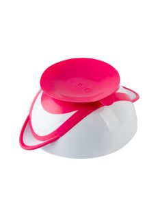   BabyOno Tányér, tapadó aljú, fedeles, kanállal, rózsaszín, 1063/03
