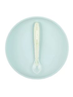   Nattou  szilikon étkészlet 2 részes lapostányérral - kék-zöld