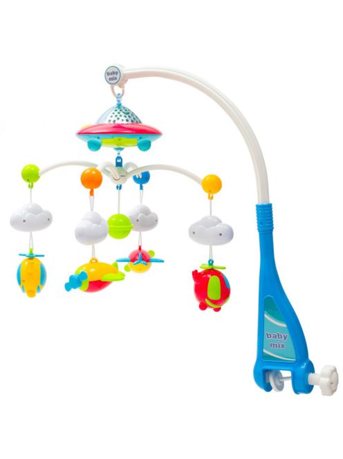 Baby Mix - Zenélő-forgó, projektoros, távirányítóval, Repülő és helikopter