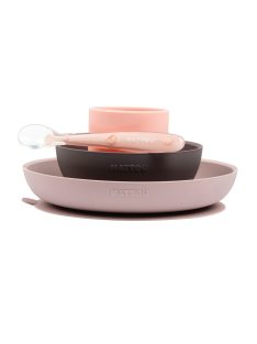   Nattou szilikon étkészlet 4 részes pohárral - pink-padlizsán