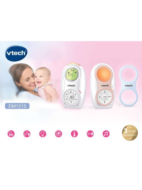 Vtech bébiőr audio dupla akkumulátorral, éjjeli fénnyel, altatódallal DM1215