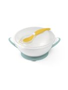 BabyOno Tányér, tapadó aljú, fedeles, kanállal, zöld, 1063/04