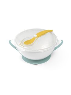   BabyOno Tányér, tapadó aljú, fedeles, kanállal, zöld, 1063/04
