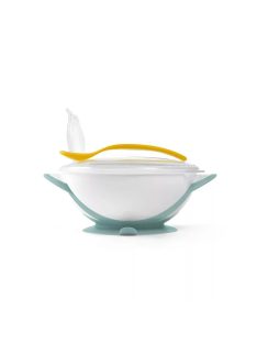   BabyOno Tányér, tapadó aljú, fedeles, kanállal, zöld, 1063/04