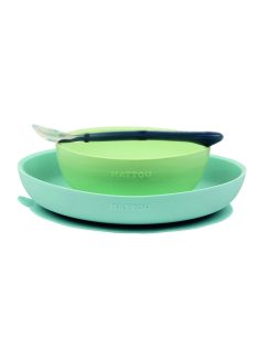 Nattou szilikon étkészlet 3 részes - zöld-kék