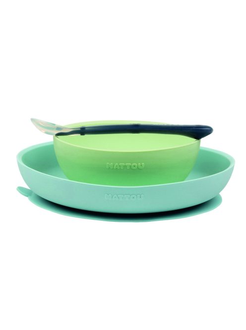 Nattou szilikon étkészlet 3 részes - zöld-kék