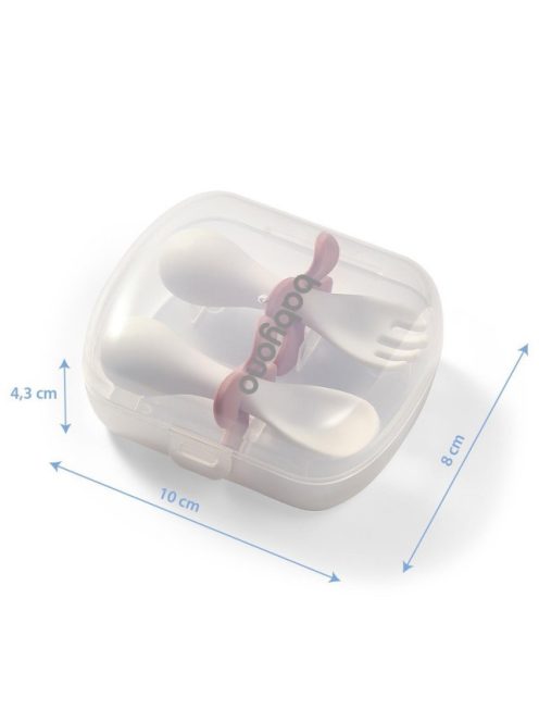 BabyOno Evőeszközkészlet dobozzal, ergonomikus, mályva, 969/01