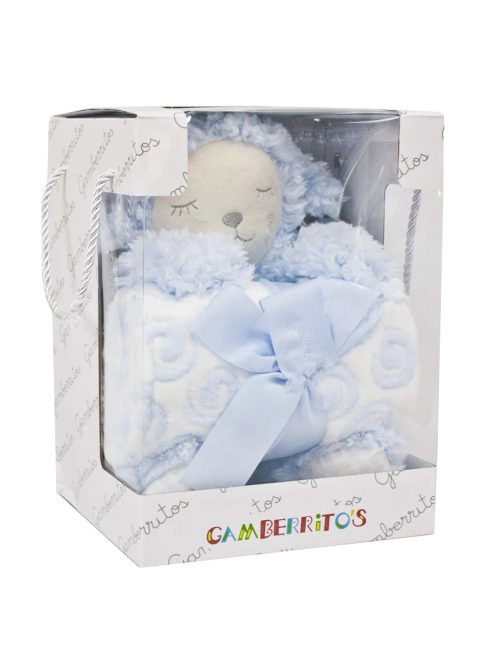 Gamberritos takaró wellsoft 80x110cm plüss játékkal bárány kék 10335