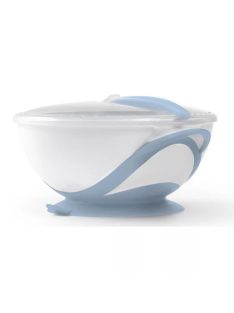   BabyOno Tányér, tapadó aljú, fedeles, kanállal, kék, 1063/05