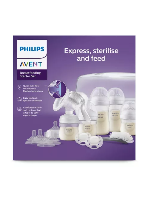 Philips AVENT Kézi mellszívó kezdő szett Natural Response mikrohullámú sterilizátorral