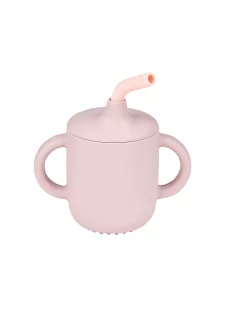 Nattou szívószálas itatópohár szilikon - pink