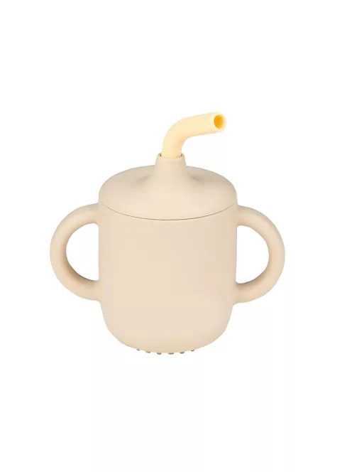 Nattou szívószálas itatópohár szilikon - homok