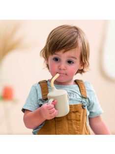 Nattou szívószálas itatópohár szilikon - homok