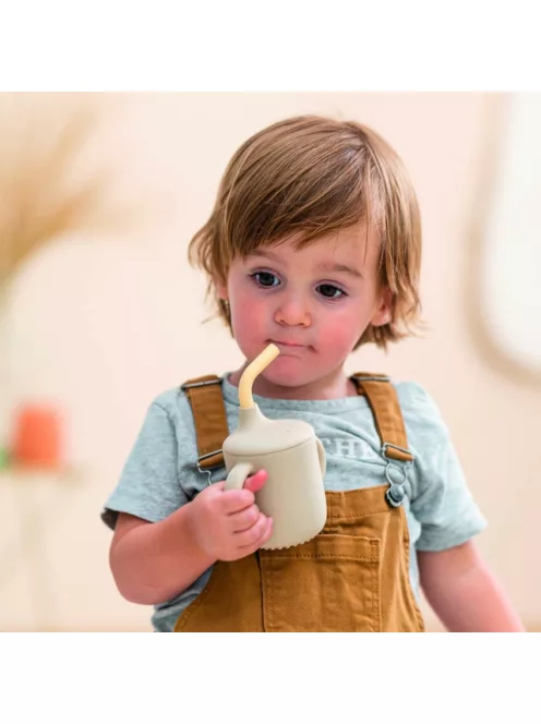 Nattou szívószálas itatópohár szilikon - homok