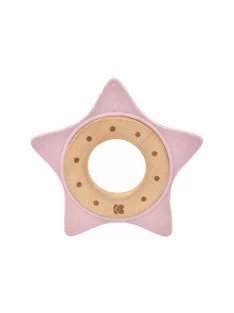 Kikkaboo szilikon és fa rágóka, Csillag - pink