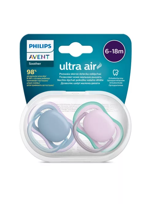 Philips AVENT Játszócumi Ultra Air neutral 6-18hó lányos 2db - kék