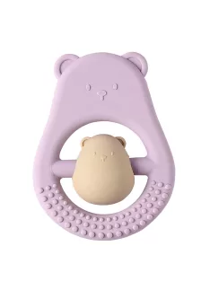Nattou rágóka szilikon Mackó mama - lila