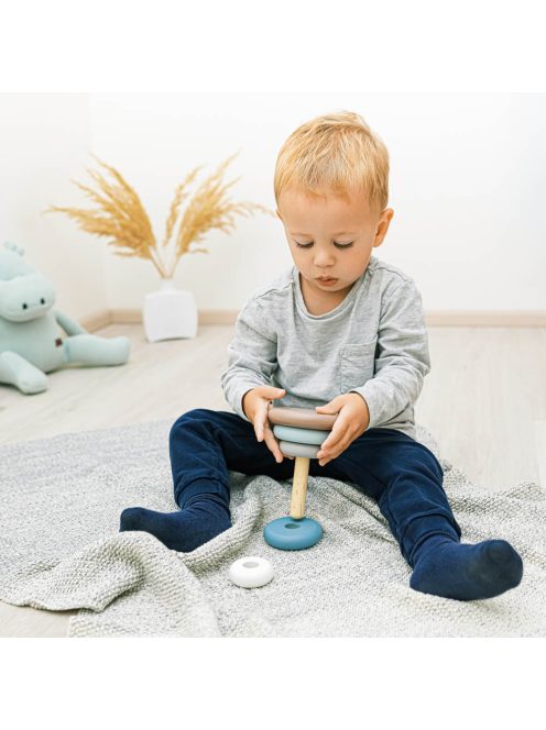 Zopa fa játék gyűrűtorony kék