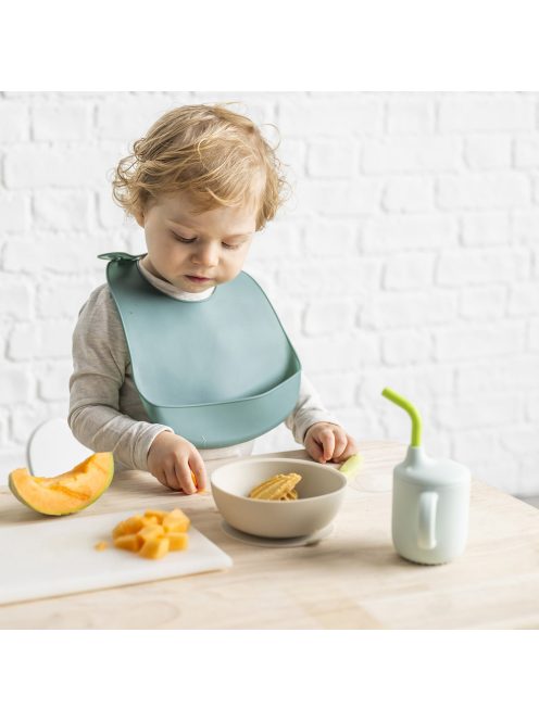 Nattou szilikon étkészlet 4 részes ivópohárral - zöld