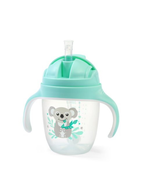 BabyOno Itatópohár szívószállal, füllel, 240 ml, menta, 1464/03