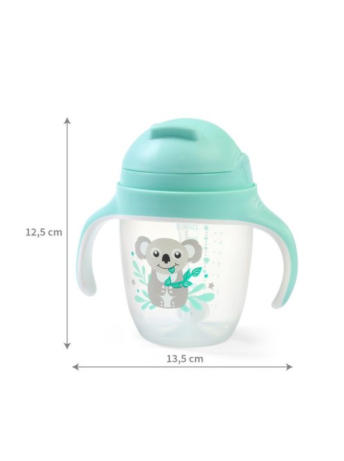 BabyOno Itatópohár szívószállal, füllel, 240 ml, menta, 1464/03