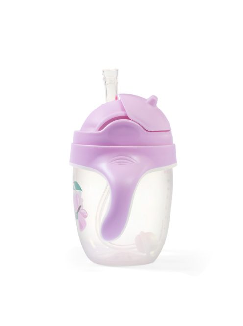 BabyOno Itatópohár szívószállal, füllel, 240 ml, lila, 1464/05