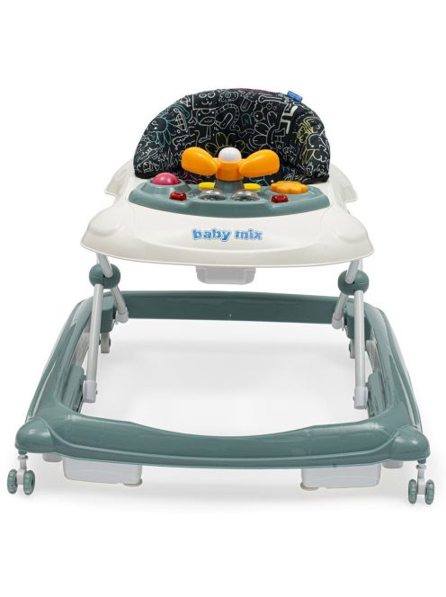 Baby Mix bébikomp kormánykerékkel szilikon kerekek zöld