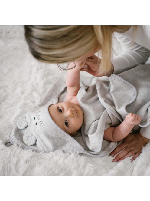 BabyOno fürdőlepedő kapucnis bambusz 100x100cm - egérfülekkel szürke 1553/03