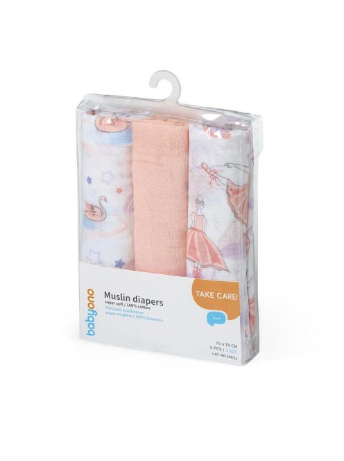 BabyOno Textilpelenka, színes, 3 db, rózsaszín, 348/11
