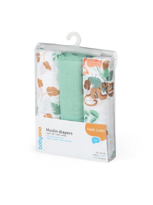 BabyOno textilpelenka színes 3db - zöld 348/12
