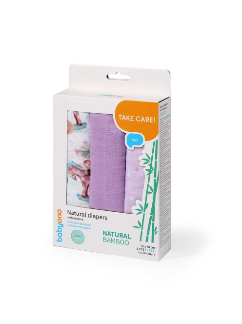 BabyOno Textilpelenka, színes, 3 db, bambusz, lila, 397/11