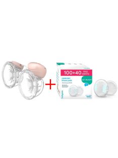   BabyOno Mellszívó Twinny elektromos, viselhető, dupla, 100 plusz 40 db melltartóbetéttel, 1002 - 296/140