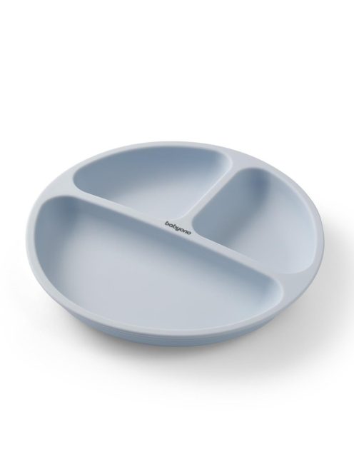 BabyOno háromrekeszes szilikon tányér tapadó aljú - kék 1482/01