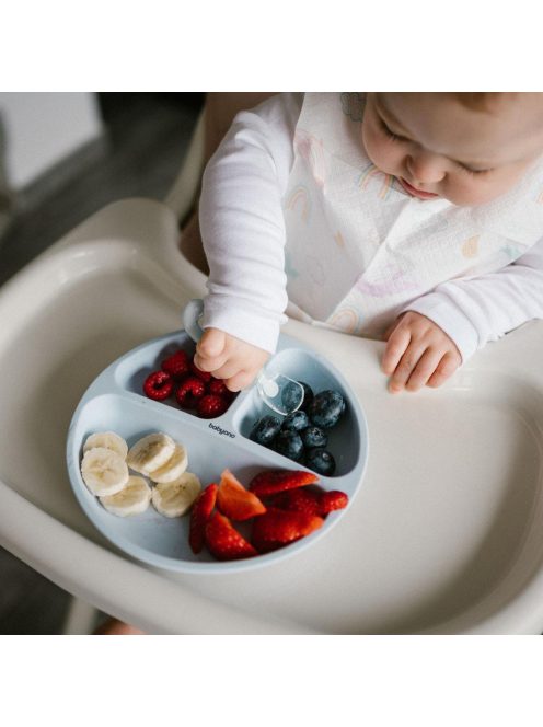 BabyOno háromrekeszes szilikon tányér tapadó aljú - kék 1482/01