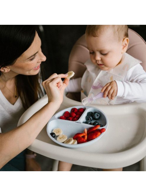 BabyOno háromrekeszes szilikon tányér tapadó aljú - kék 1482/01