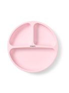 BabyOno háromrekeszes szilikon tányér tapadó aljú - rózsaszín 1482/02