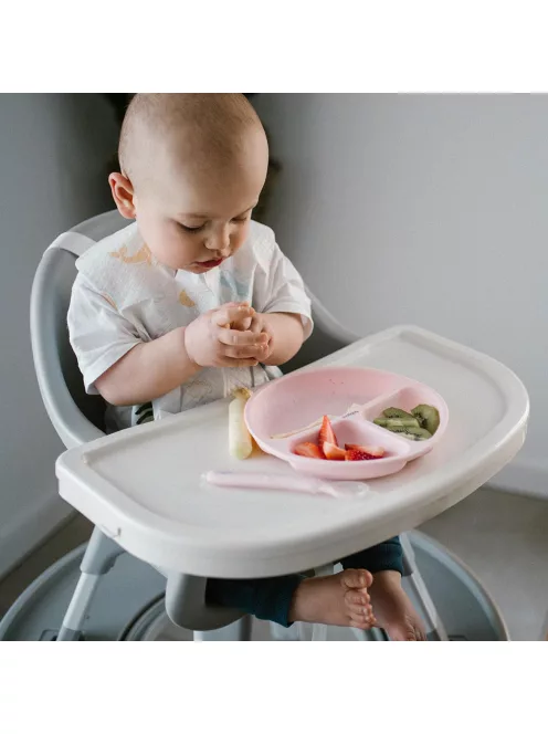 BabyOno háromrekeszes szilikon tányér tapadó aljú - rózsaszín 1482/02