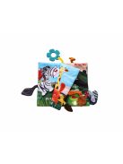 Kikkaboo készségfejlesztő textilkönyv és rágóka, wild animals