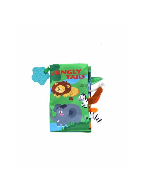 Kikkaboo készségfejlesztő textilkönyv és rágóka, jungly tails
