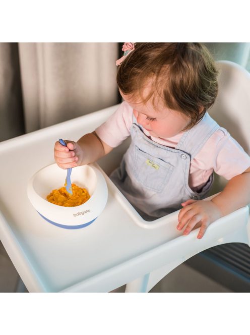 BabyOno Tányér, tapadó aljú, kanállal, kék, 1077/04