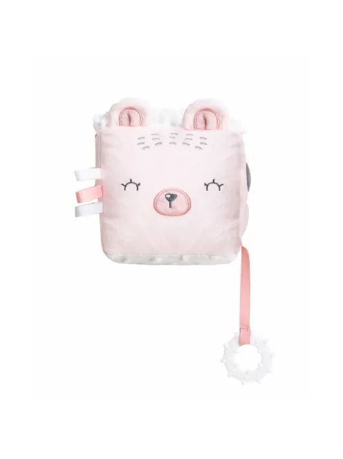 Kikkaboo plüss, készségfejlesztő játékkocka, Bear With Me - pink