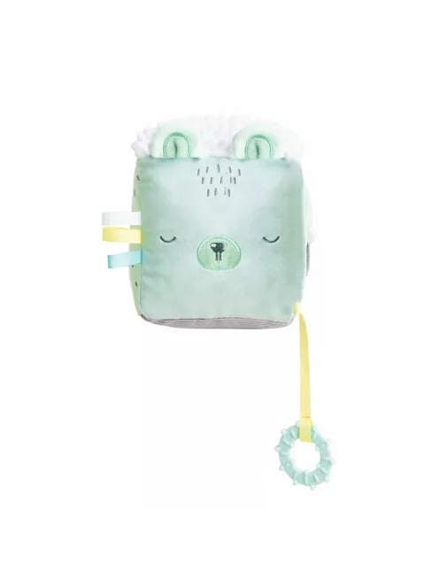 Kikkaboo plüss, készségfejlesztő játékkocka, Bear With Me - menta