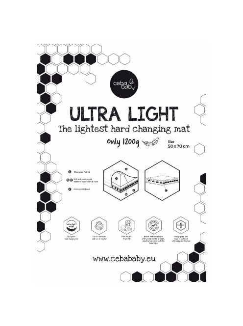 Ceba Pelenkázólap, merev 2 oldalú 50x70 cm ULTRA LIGHT - Crazy Lama