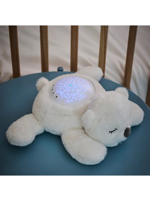 Nattou éjjeli fény projektor zenélő plüss jegesmedve - fehér
