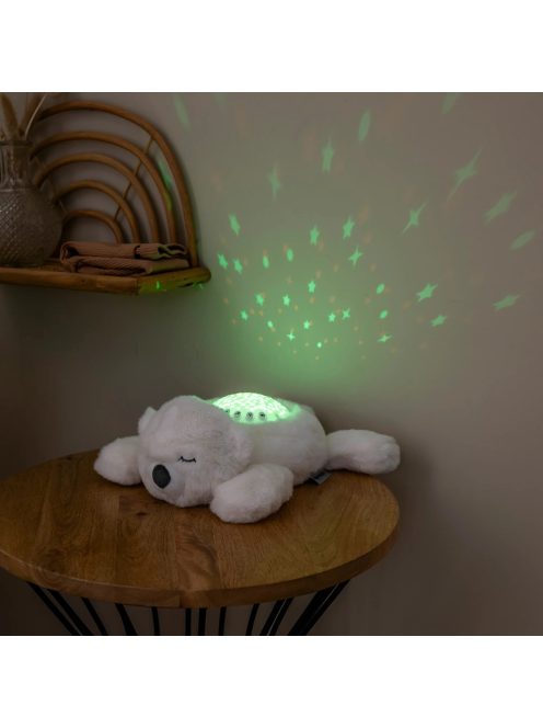 Nattou éjjeli fény projektor zenélő plüss jegesmedve - fehér