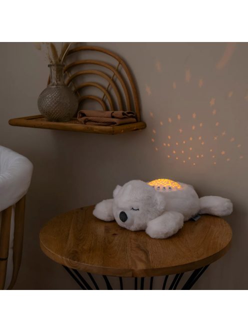 Nattou éjjeli fény projektor zenélő plüss jegesmedve - fehér