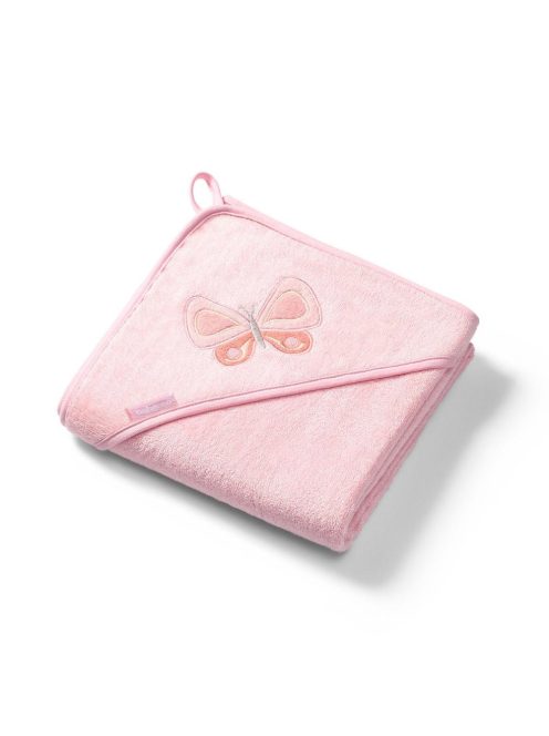 BabyOno fürdőlepedő kapucnis bambusz 100x100cm - rózsaszín lepke 346/04