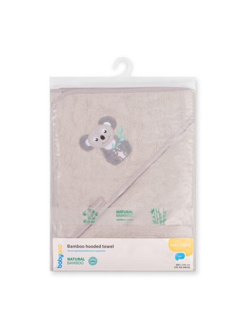 BabyOno fürdőlepedő kapucnis bambusz 100x100cm - szürke koala 346/06